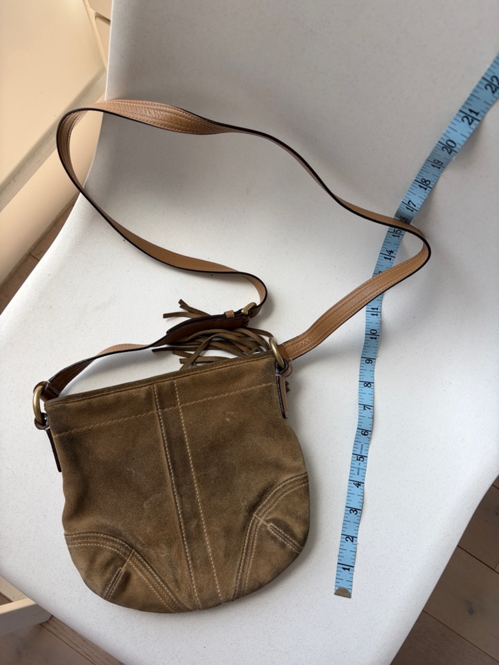 Vintage coach Suede Crossbody Bag in Olive Brown - Casual Women’s Shoulder Bag
